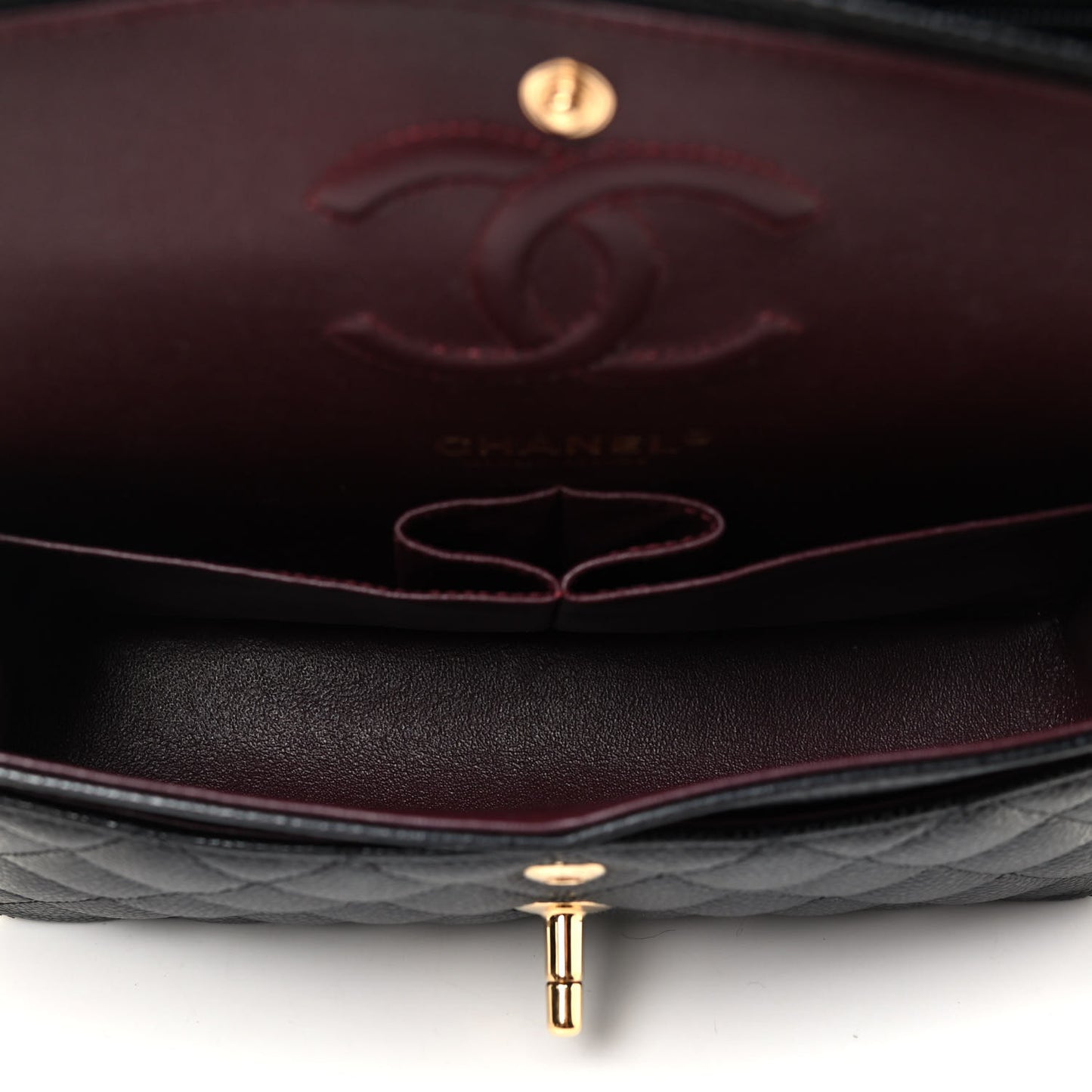 Caviar Quilted Small Double Flap Black