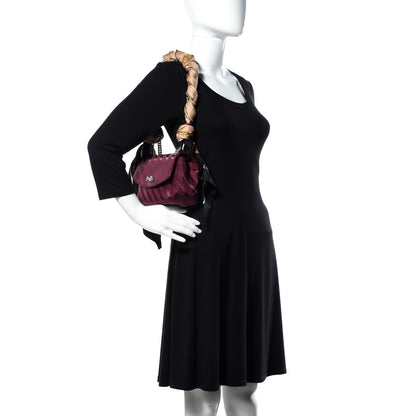 Balenciaga Nylon Jacquard Diagonal Logo Small Scarf Lock Chain Shoulder Bag Rouge Bordeaux Black Beige 2 of 8