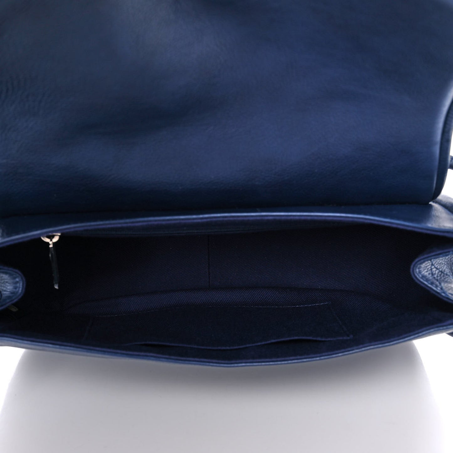 Calfskin Stitched Flap Bag Navy