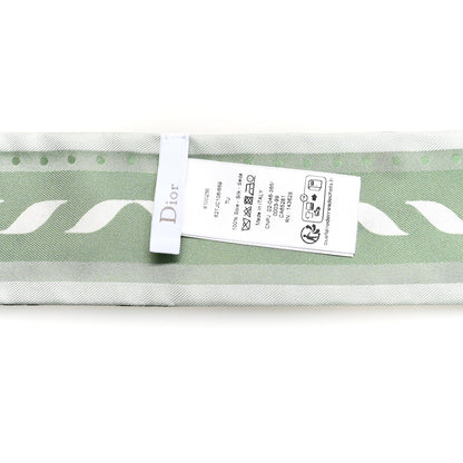 Christian Dior Silk Toile de Jouy Clover Mitzah Scarf Green White 4 of 4