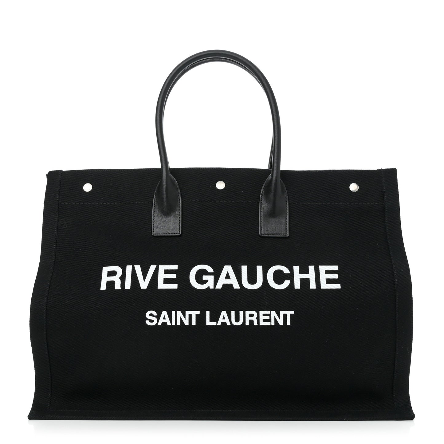 Linen Calfskin Rive Gauche Tote Black