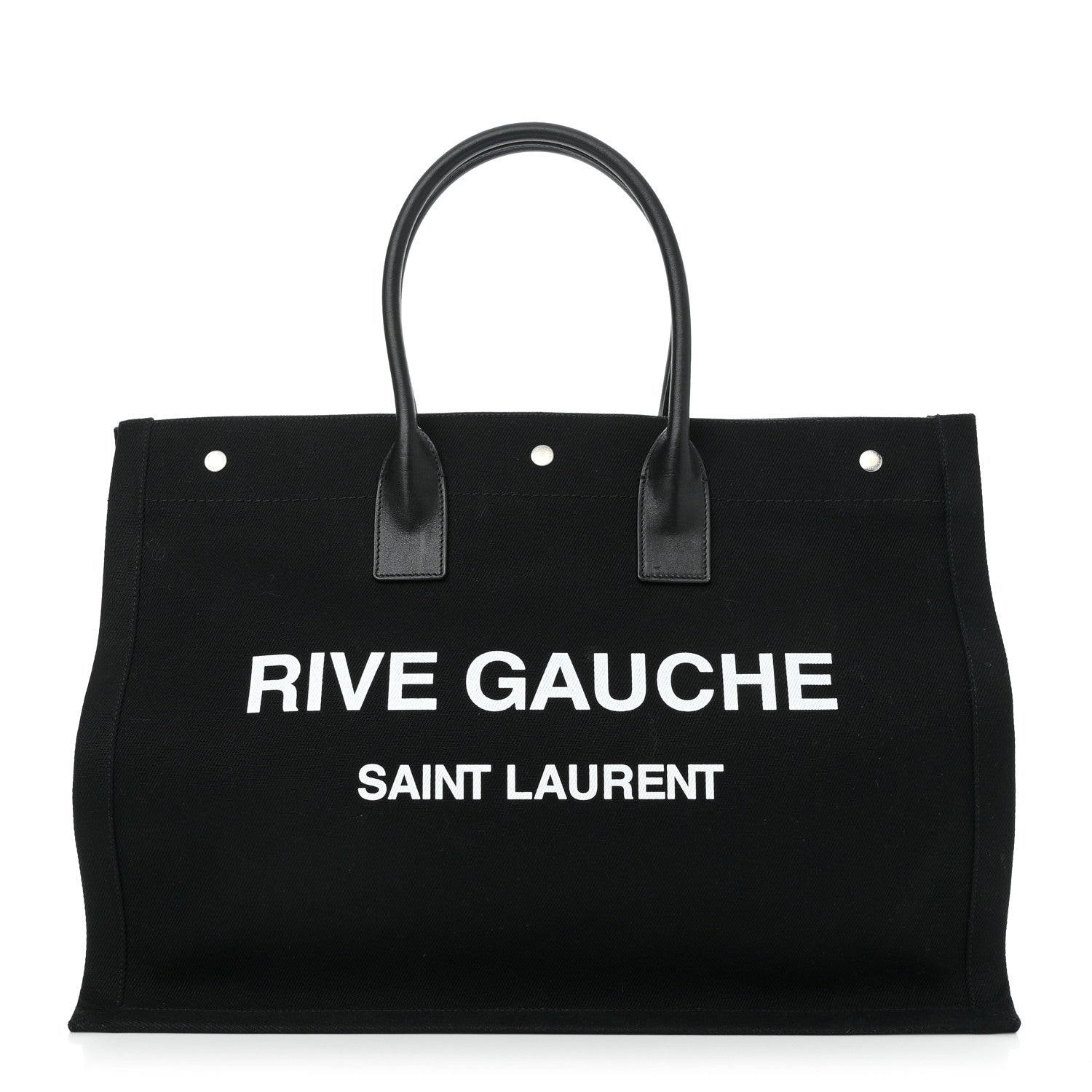 Saint Laurent Linen Calfskin Rive Gauche Tote Black 1 of 9
