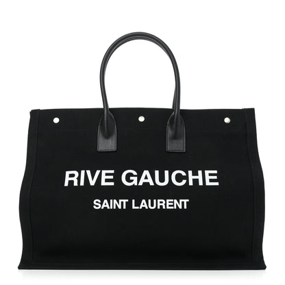 Saint Laurent Linen Calfskin Rive Gauche Tote Black 1 of 9