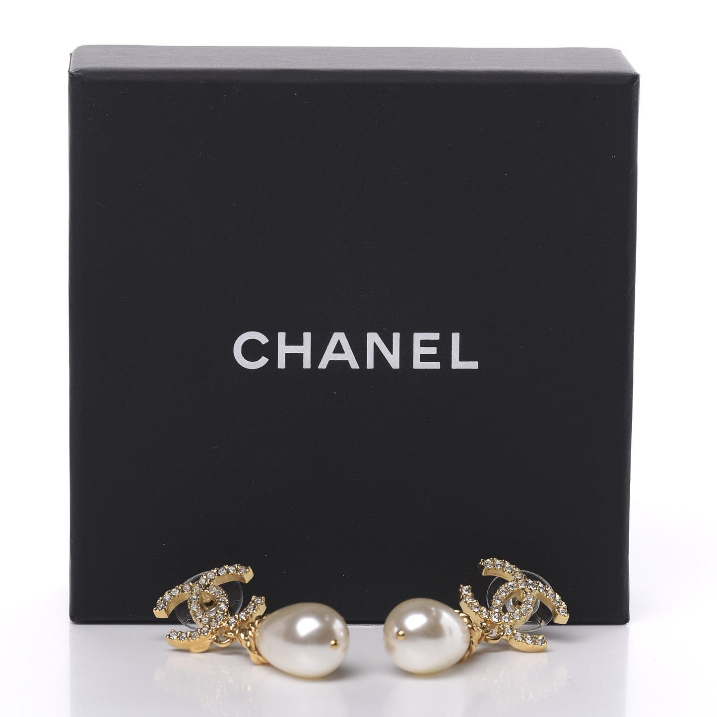 Crystal Pearl CC Braided Drop Earrings Gold