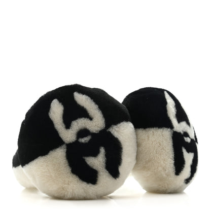 Chanel Shearling CC Ear Muffs Black White 3 of 4