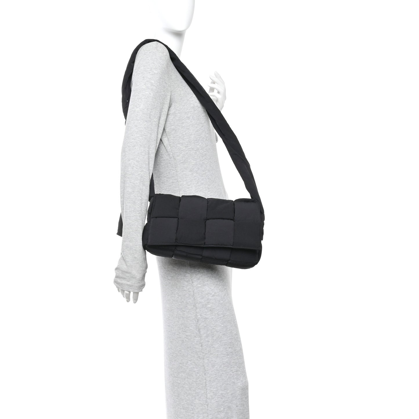 Nylon Intrecciato Padded Tech Cassette Bag Black