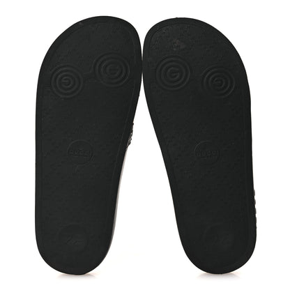 Gucci Rubber GG Monogram Perforated Womens Slide Sandals 39 Black 7 of 13