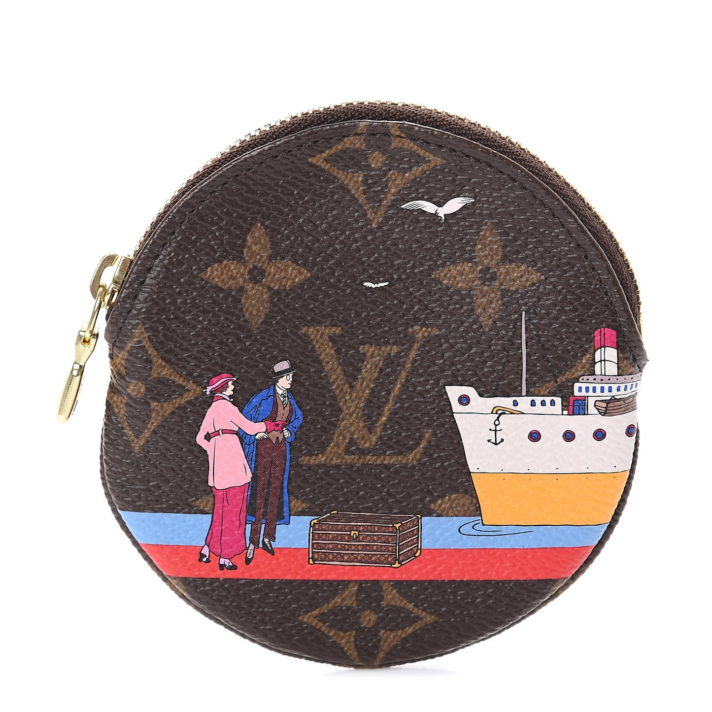 Monogram 2016 Christmas Animation Round Coin Purse Rouge