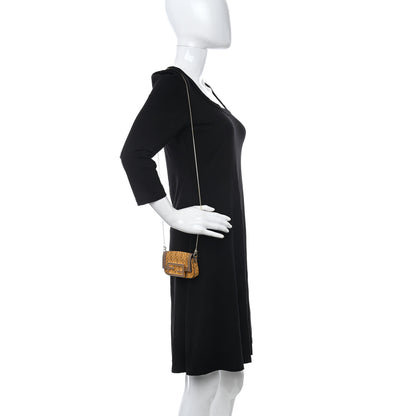 Fendi Suede Vitello Ceylon FF Nano Maxi Buckle Baguette Charm Giallo Sand 2 of 11