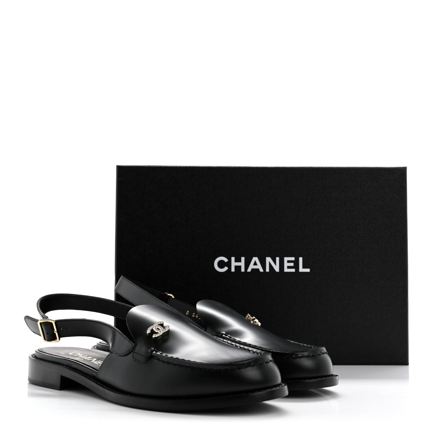 Chanel Calfskin Crystal Slingback Loafers 39 Black 10 of 10