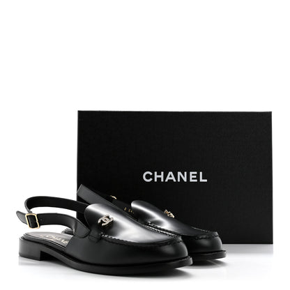Chanel Calfskin Crystal Slingback Loafers 39 Black 10 of 10
