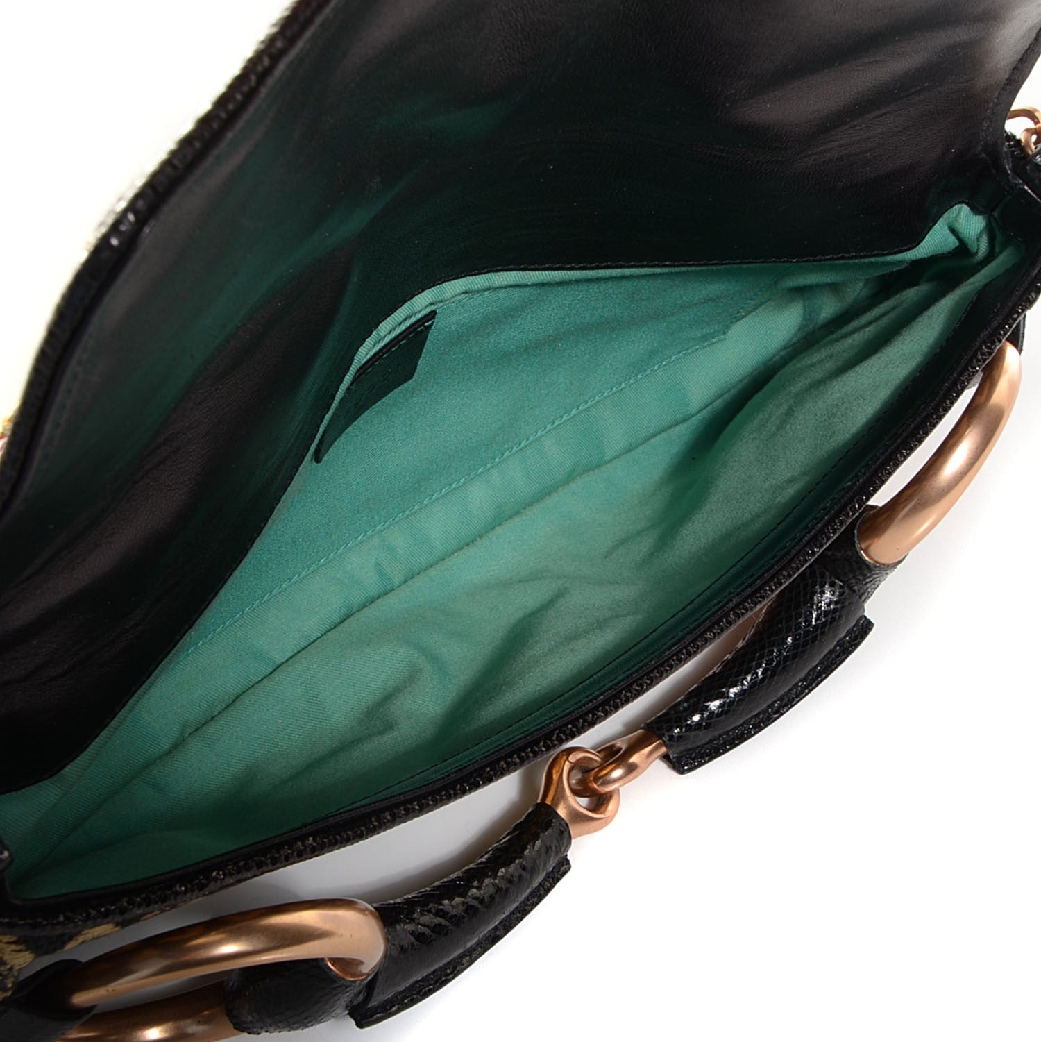Gucci Floral Lizard Embroidered Horsebit Clutch 5 of 7