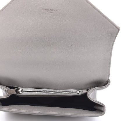 Saint Laurent Sheepskin Matelasse Medium College Monogram Bag Light Grey 5 of 9