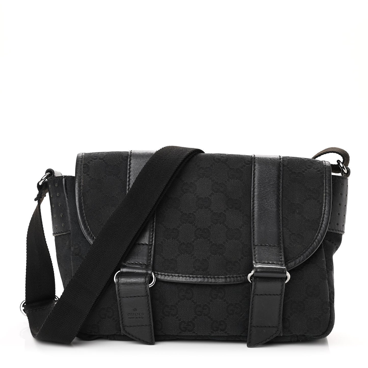 Monogram Small Double Buckle Flap Messenger Bag Black