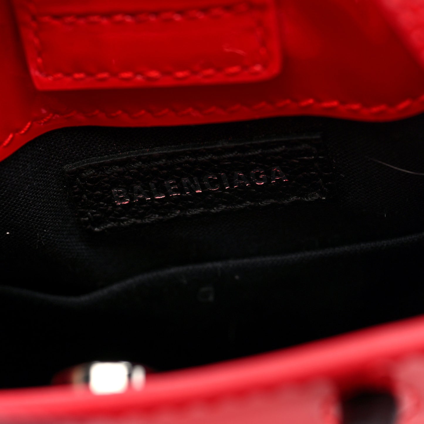 Patent Calfskin Logo Shopping Phone Holder Bag Bright Red