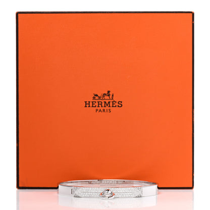 Hermes 18K White Gold Pave Diamond PM Collier De Chien Bracelet SH 4 of 4