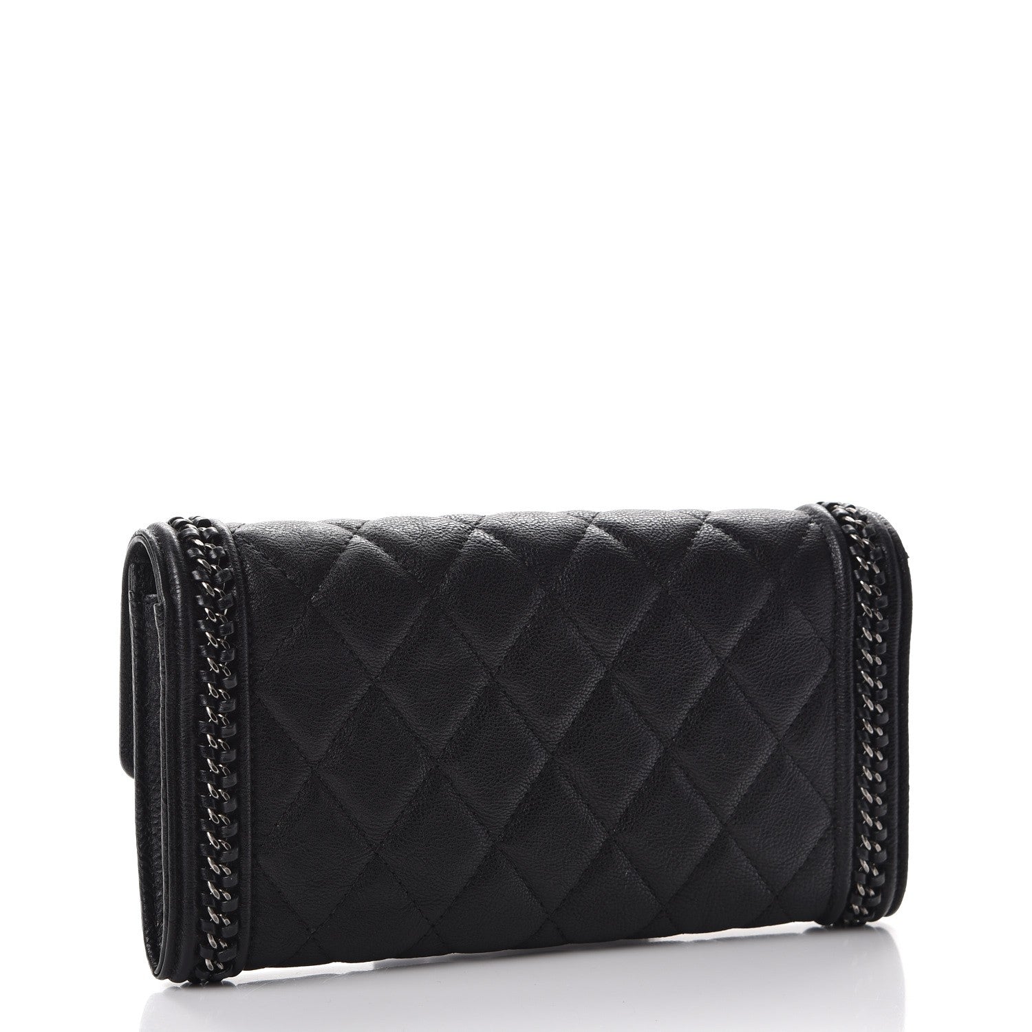 Chanel Calfskin Quilted Boy Chain Around Flap Wallet Black 3 of 8