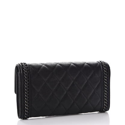 Chanel Calfskin Quilted Boy Chain Around Flap Wallet Black 3 of 8