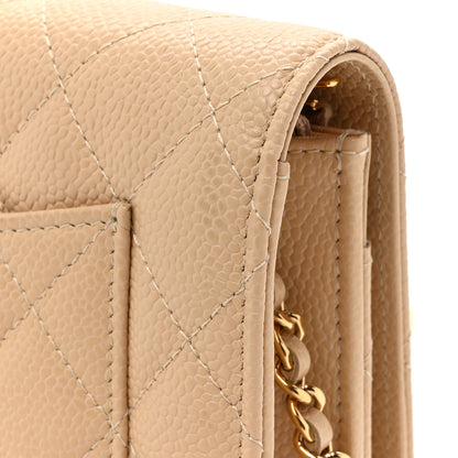 Chanel Caviar Quilted Wallet on Chain WOC Beige Clair 12 of 14
