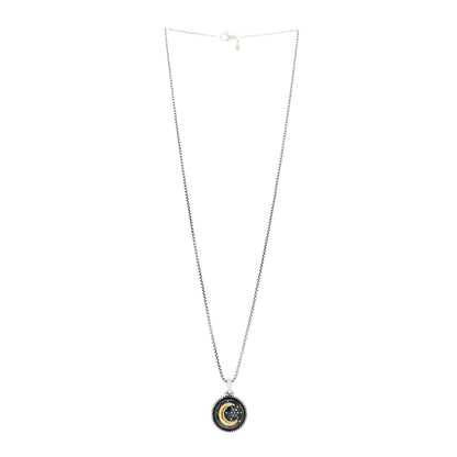 David Yurman Sterling Silver 18K Yellow Gold Diamond Moon and Star Amulet Pendant Necklace 3 of 6