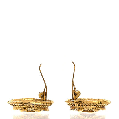 Chanel Metal Round CC Clip On Earrings Gold 3 of 4