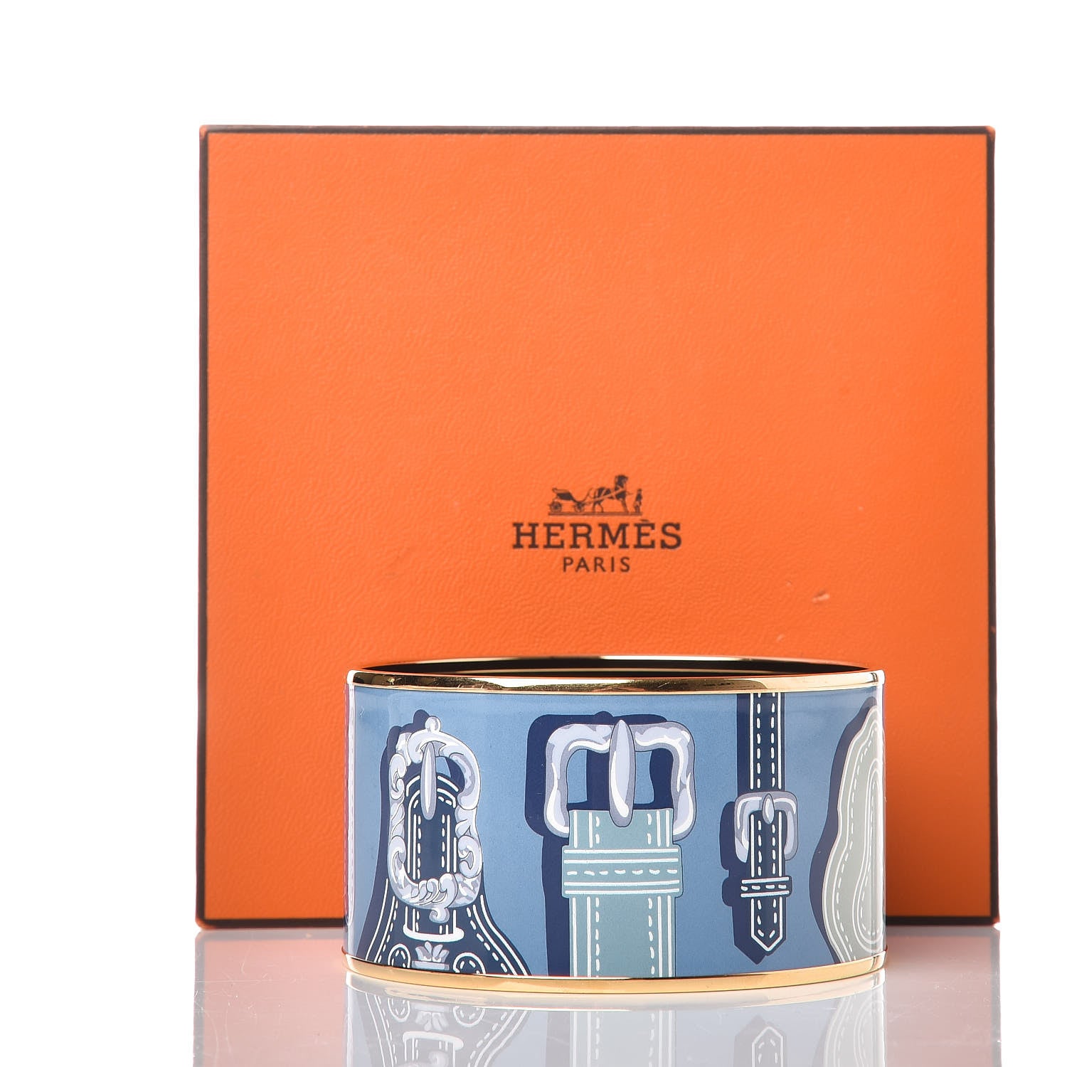 Hermes Enamel Printed Harnais Des Presidents Extra Wide Bracelet 65 6 of 6