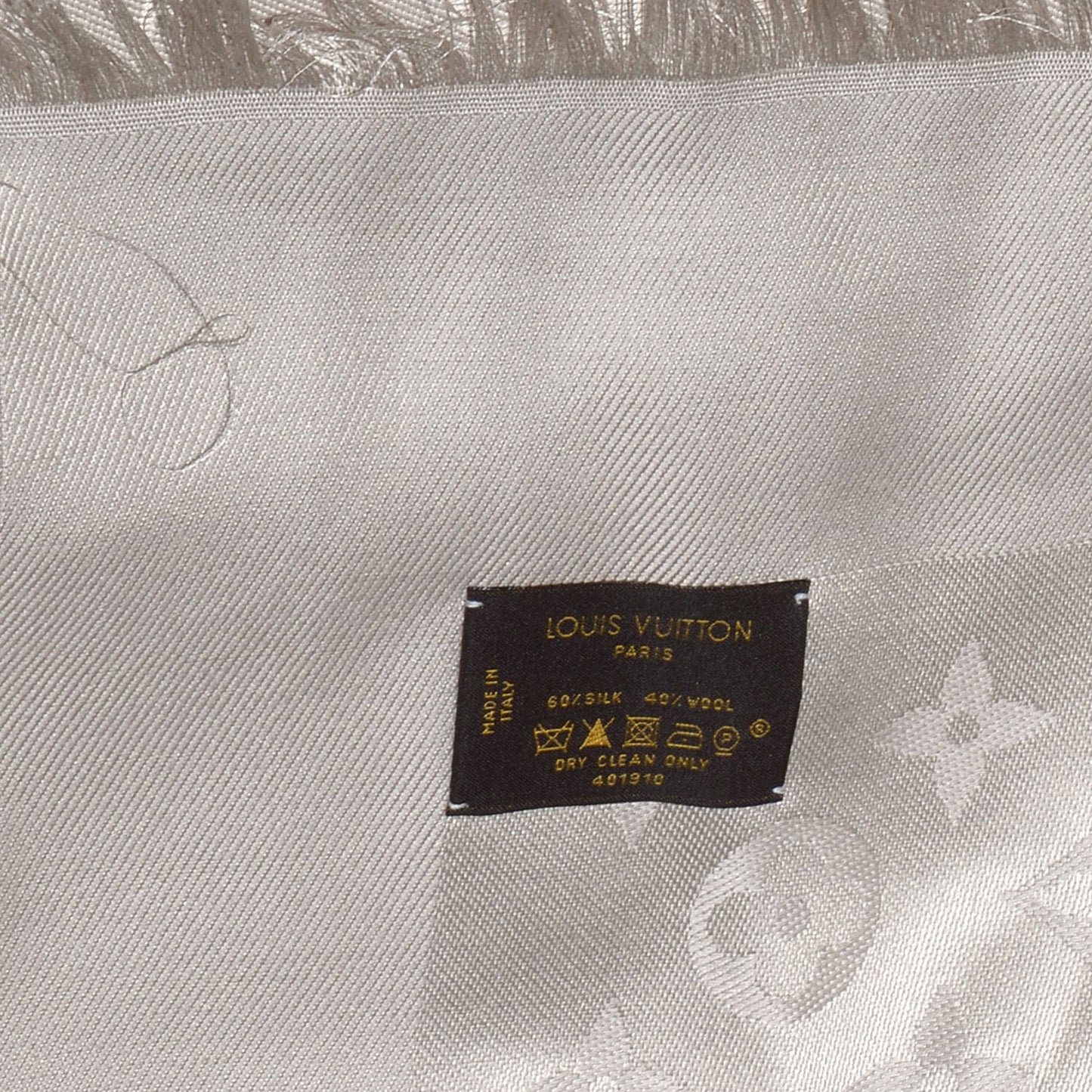 Silk Wool Monogram Shawl Beige