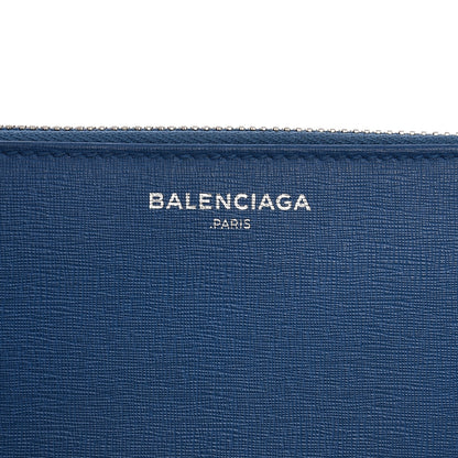 Balenciaga Striped Calfskin Essential Continental Zip Around Wallet Blue 8 of 9