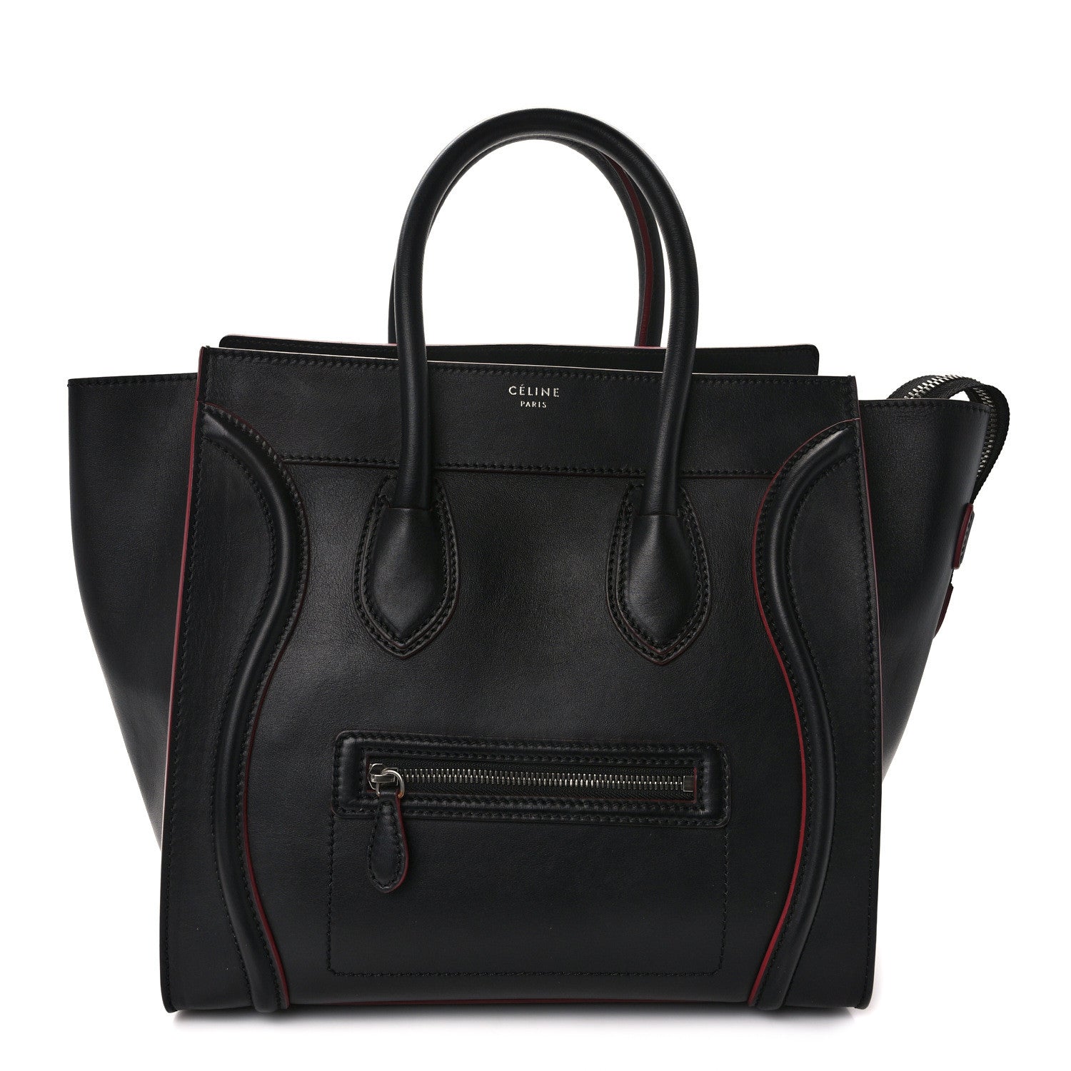 Celine Smooth Calfskin Mini Luggage Black Pink Trim 1 of 13