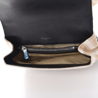 Saint Laurent Berber Chevron Tassel Monogram Medium College Bag Black White 5 of 7