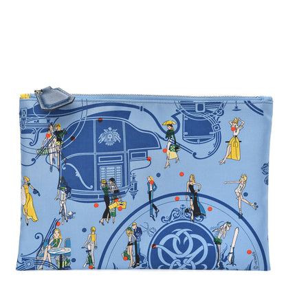 Hermes Silk Ex-Libris Les Parisiennes Silky Pocket Cosmetic Case Deep Bleu Bleuet 1 of 6