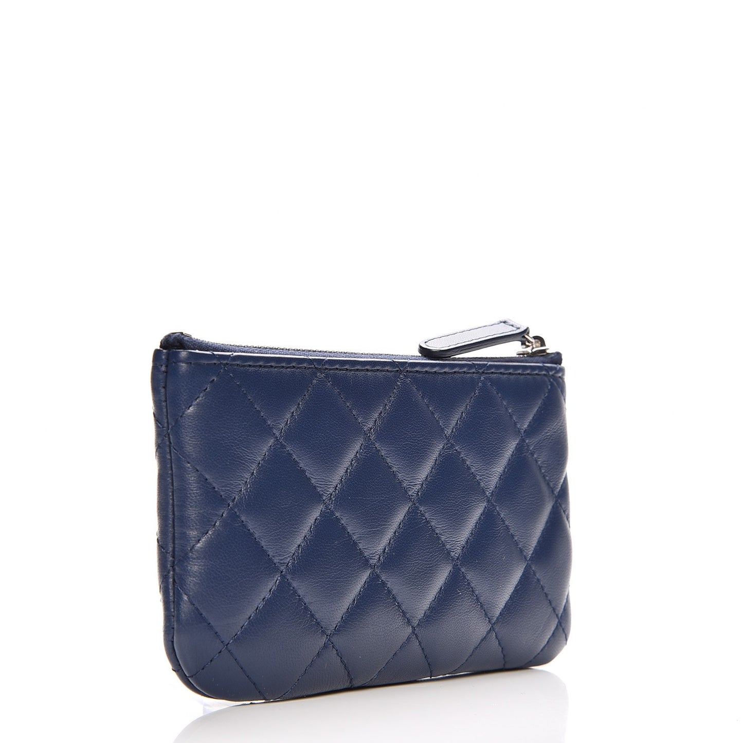 Lambskin Quilted Small Cosmetic Case Blue