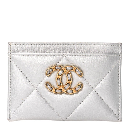 Chanel Metallic Goatskin Quilted 19 Card Holder Silver 1 of 9