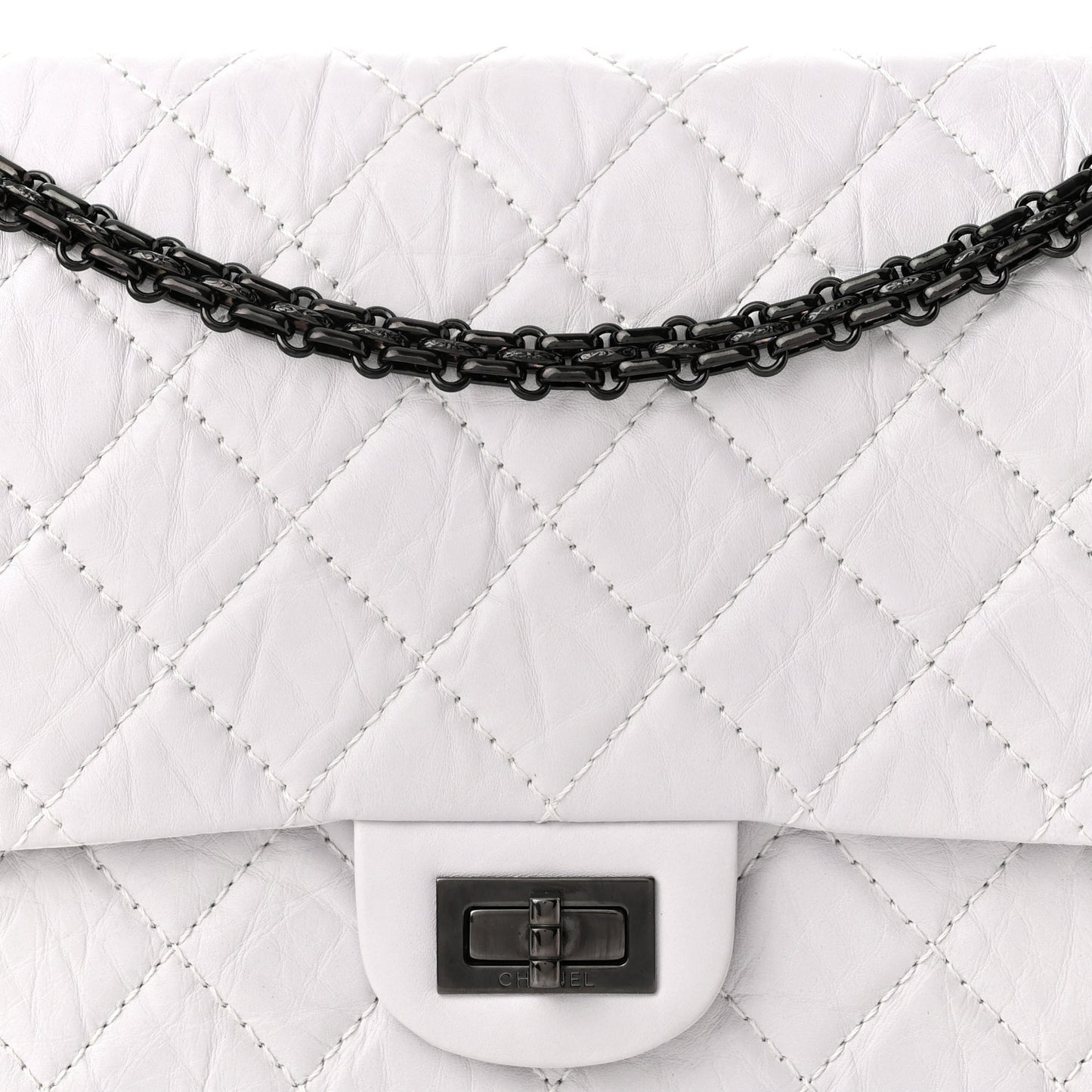 Aged Calfskin Quilted 2.55 Reissue 226 Flap White