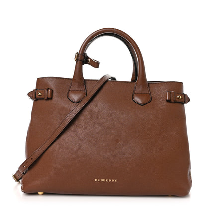 Burberry Grainy Calfskin House Check Medium Banner Tote Dark Sand 1 of 13