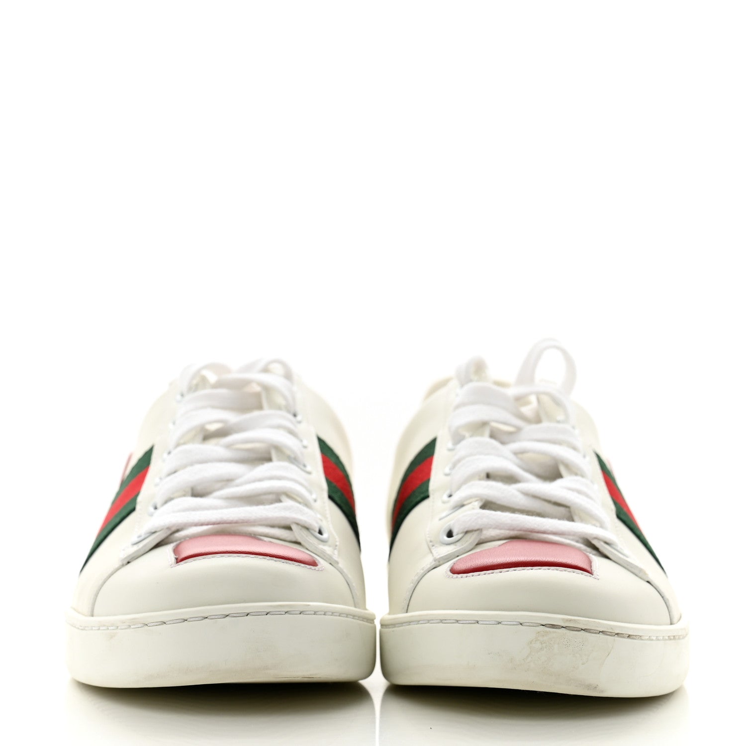 Gucci Calfskin Web Heart Embroidered Womens Ace Sneakers 38 White 3 of 12