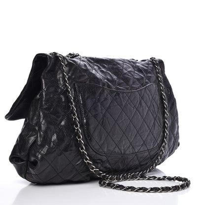 Chanel Crumpled Caviar Quilted Maxi Elastic Flap Black 3 of 7