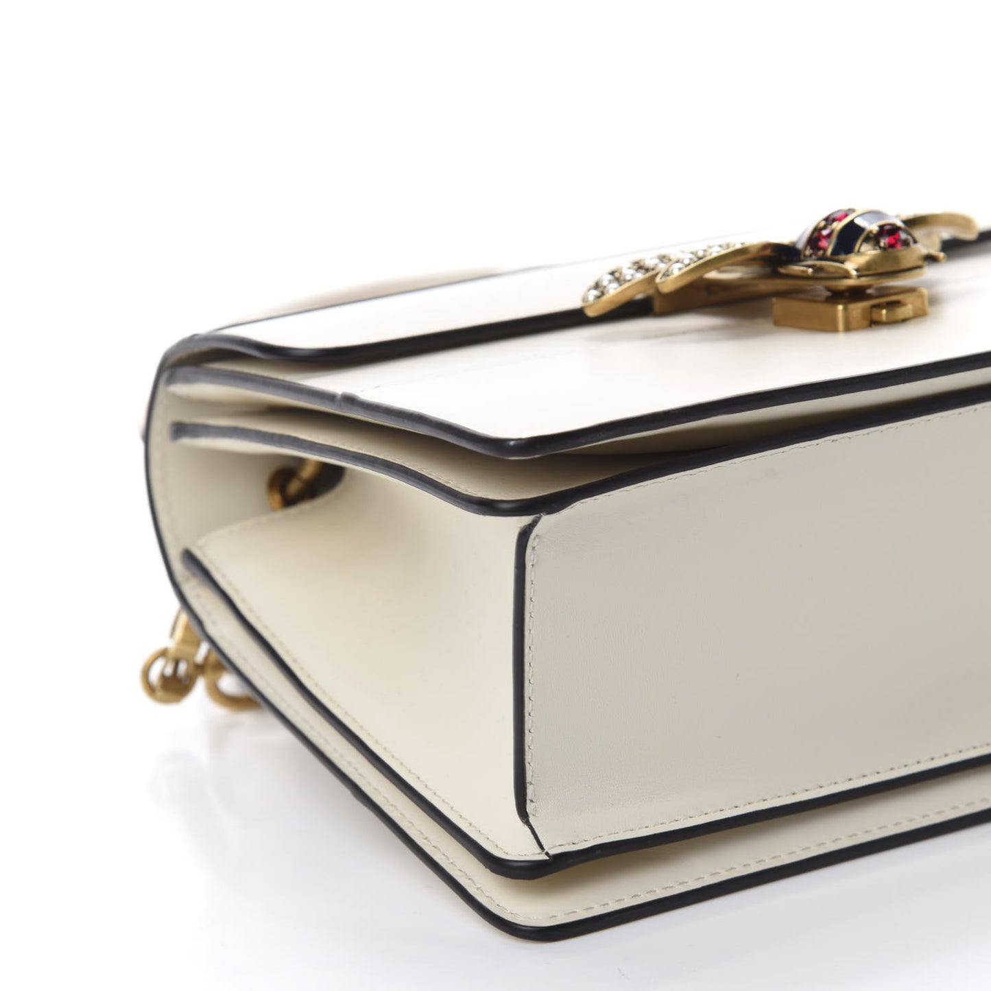 Calfskin Sylvie Web Small Queen Margaret Top Handle Bag White