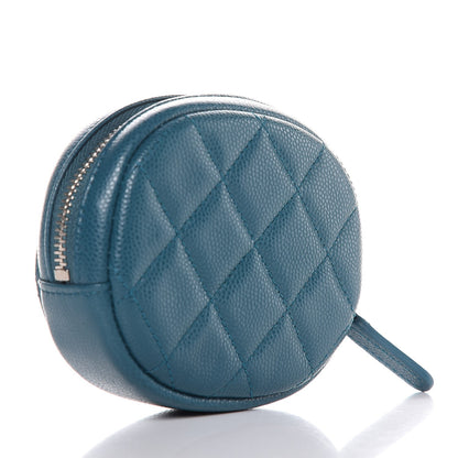 Chanel Caviar Quilted Zip Around Classic Coin Purse Dark Turquoise 3 of 8