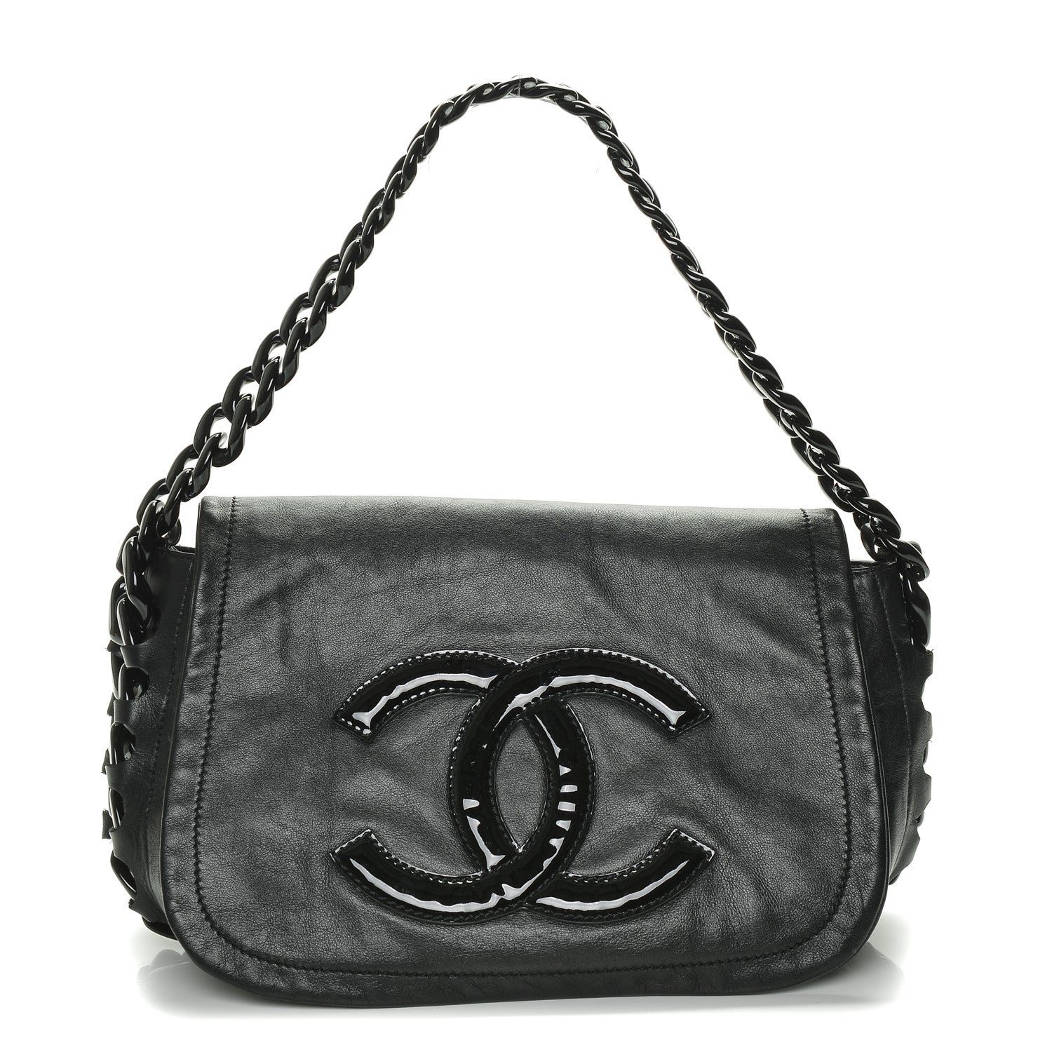 Chanel Calfskin Modern Chain Rhodoid Flap Black 1 of 6