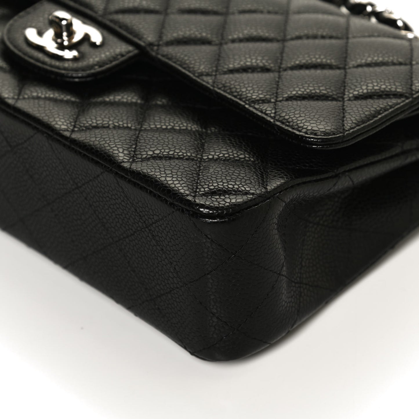 Caviar Quilted Medium Double Flap Black