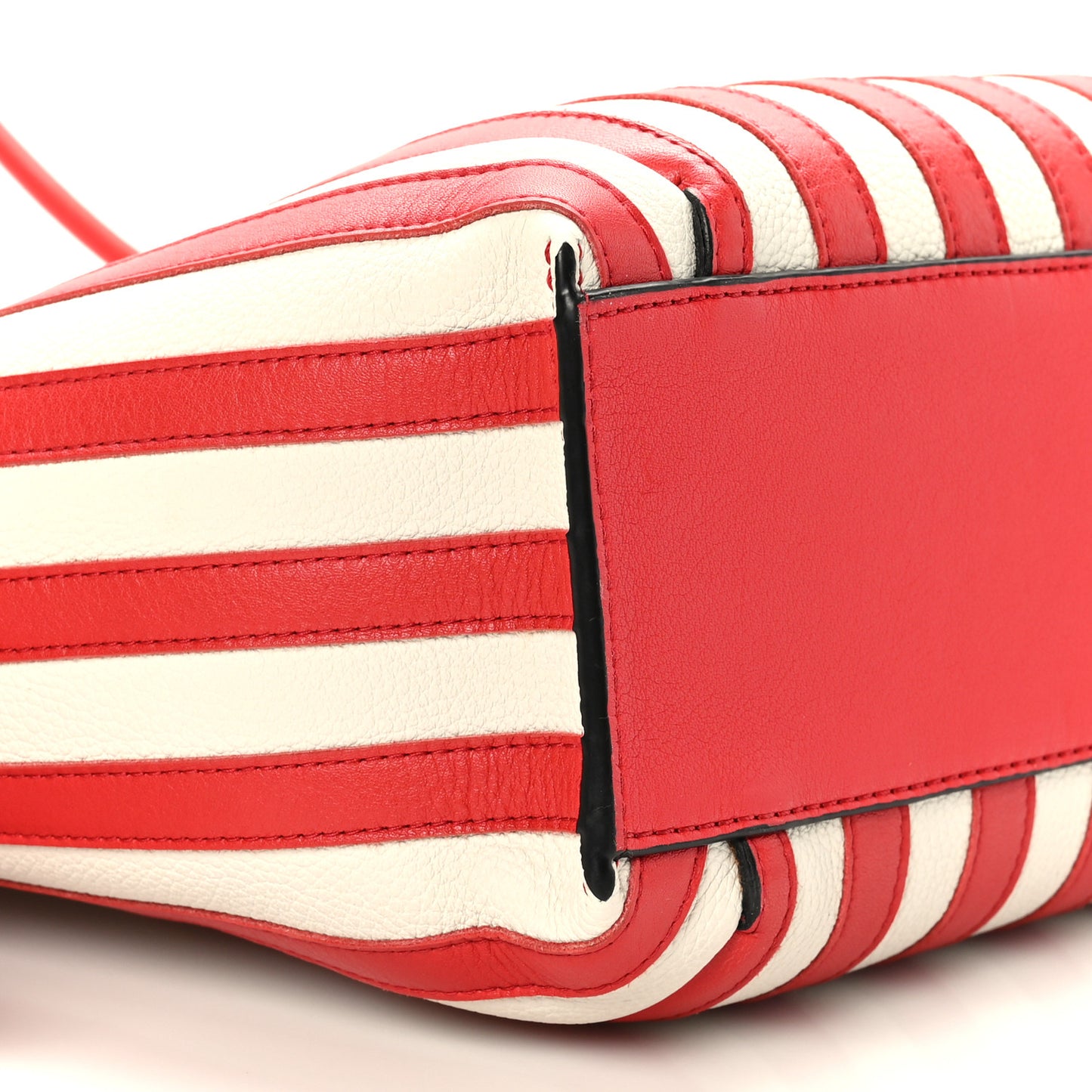 Calfskin Grid Flamenco Knot Tote Red White