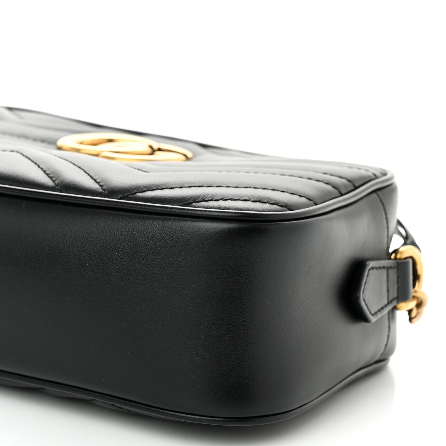 Calfskin Matelasse Small GG Marmont Chain Shoulder Bag Black