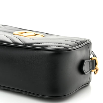 Gucci Calfskin Matelasse Small GG Marmont Chain Shoulder Bag Black 10 of 11