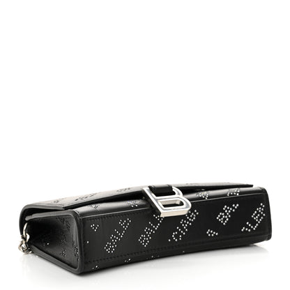 Balenciaga Smooth Calfskin Crystal Diagonal Allover Logo Hourglass Wallet Black 4 of 11