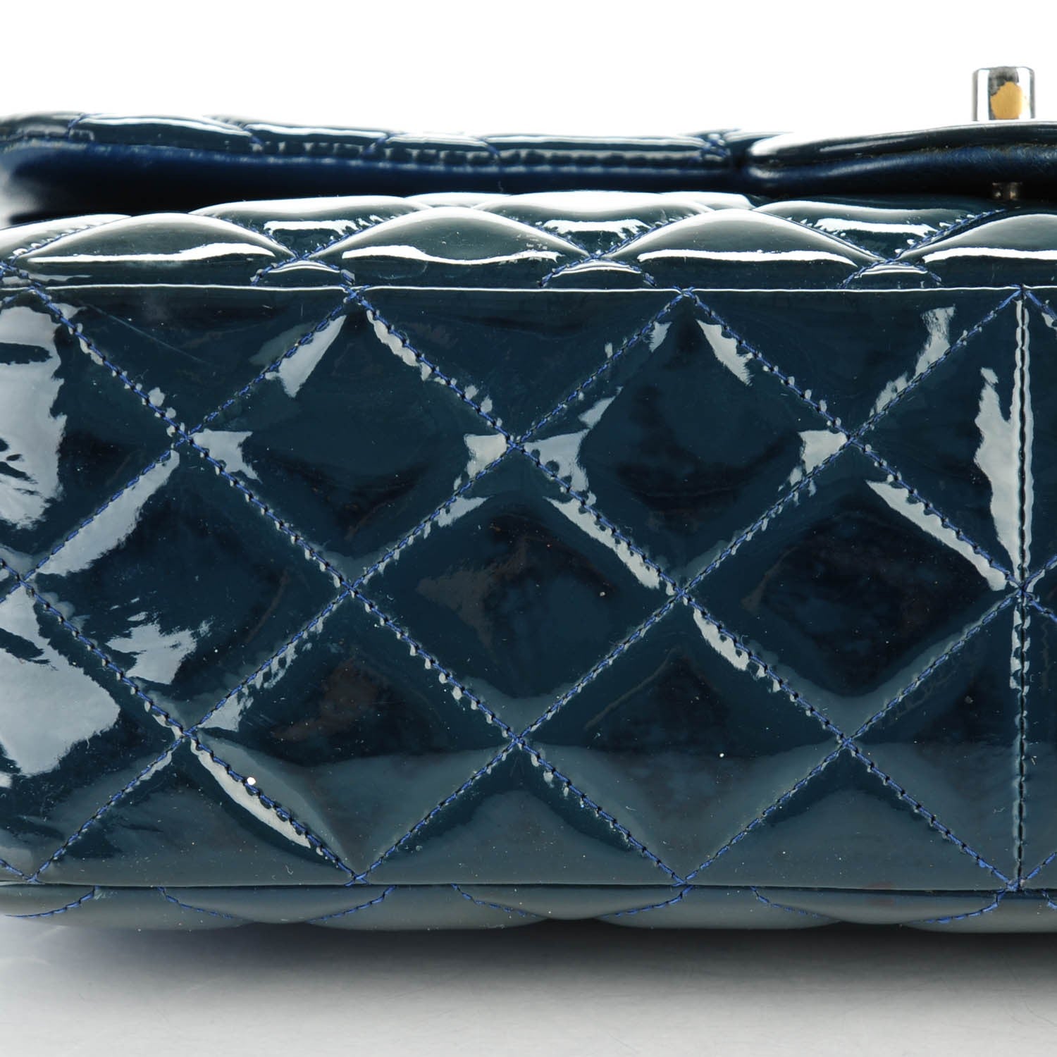 Chanel Patent Quilted Jumbo Double Flap Navy Blue 7 of 10
