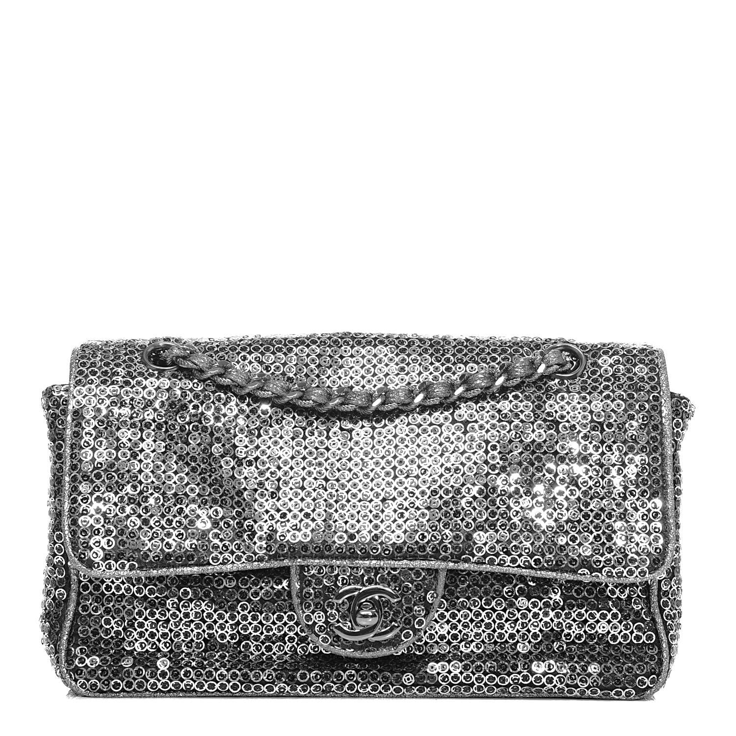 Chanel Sequin East West Flap Dark Silver 1 of 10