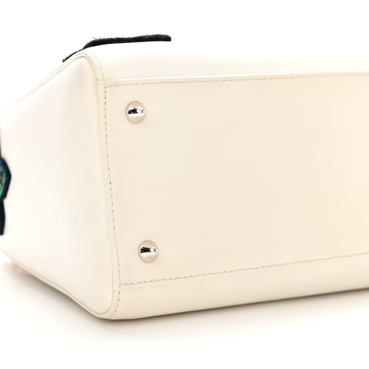 Smooth Calfskin Embroidered Beaded Floral Medium Lady Dior White Multicolor