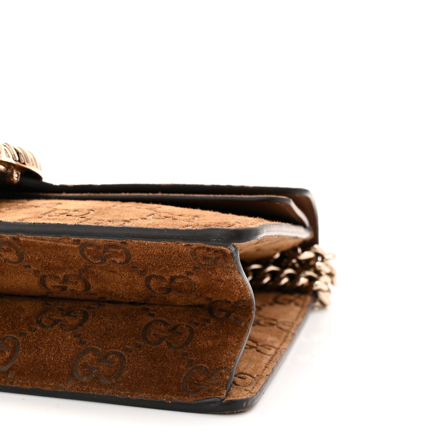 Suede Jumbo GG Debossed Small Dionysus Shoulder Bag Brown
