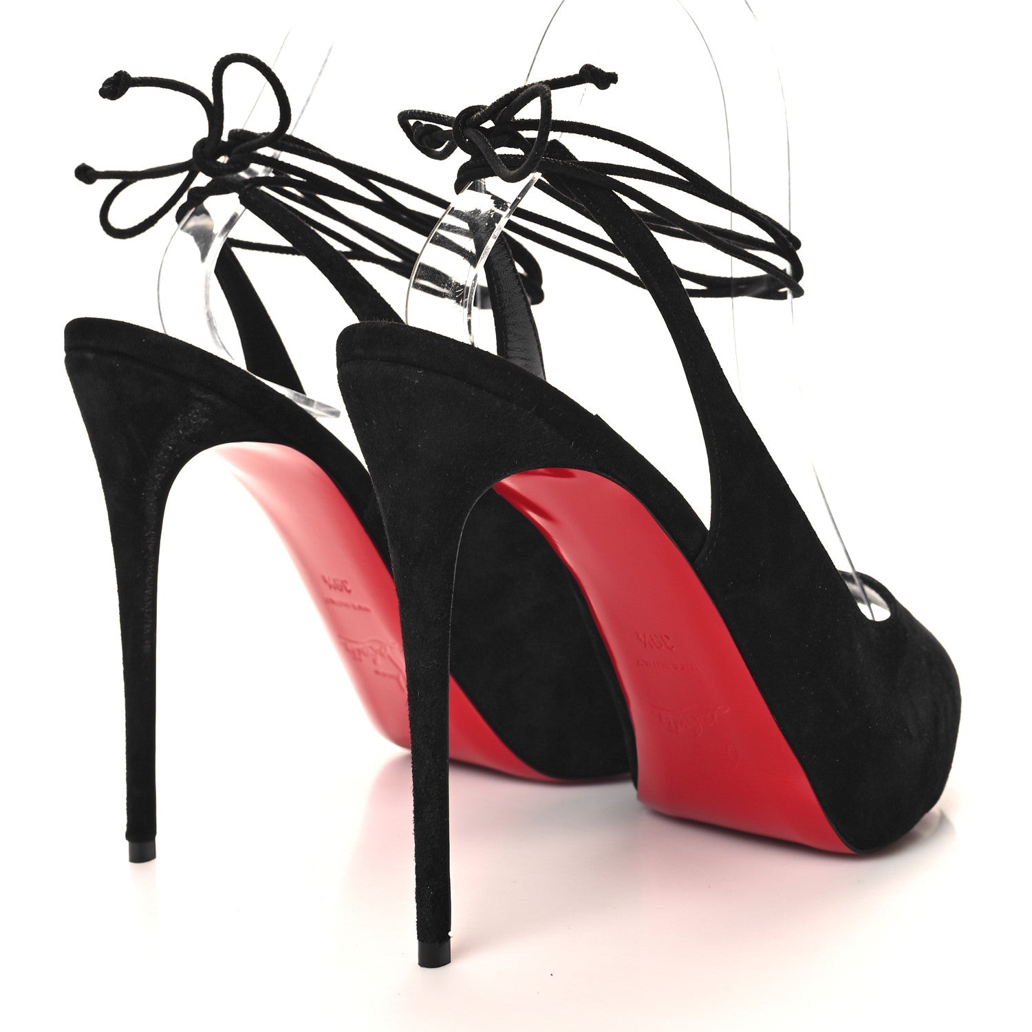 Christian Louboutin Veau Velours Lace Up NVP 120 Peep Toe Pump 39.5 Black 4 of 8